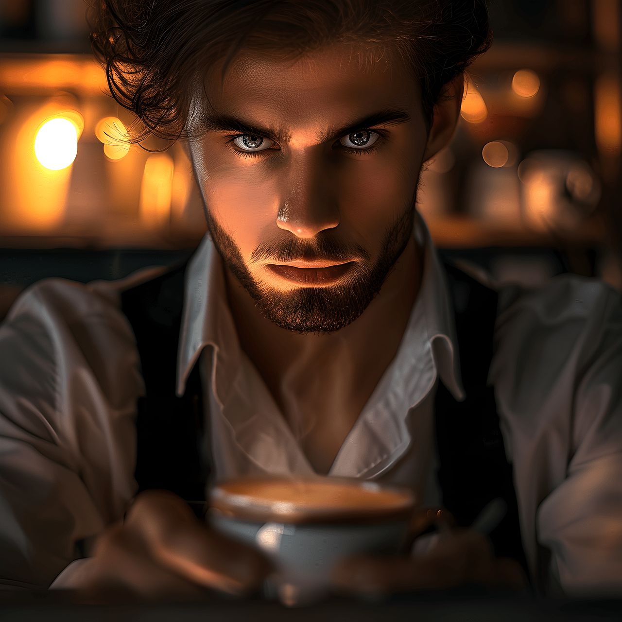 Barista handing over cup of coffee