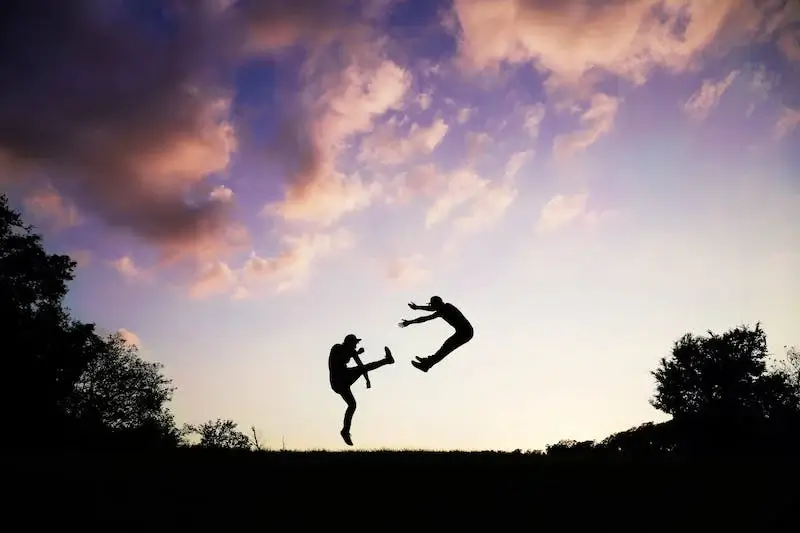 Martial arts kick flying away